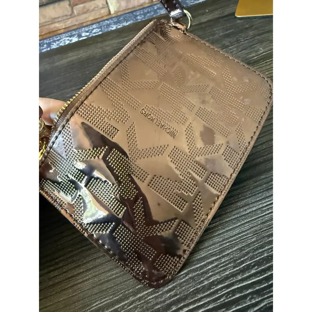 MICHAEL Michael Kors Metallic Bronze Monogram Wristlet